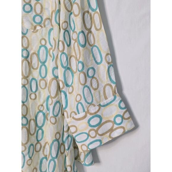 Multiples Sz Small Colorful Rayon ART-to-WEAR Blouse Button Front Asymmetrical - Picture 4 of 7